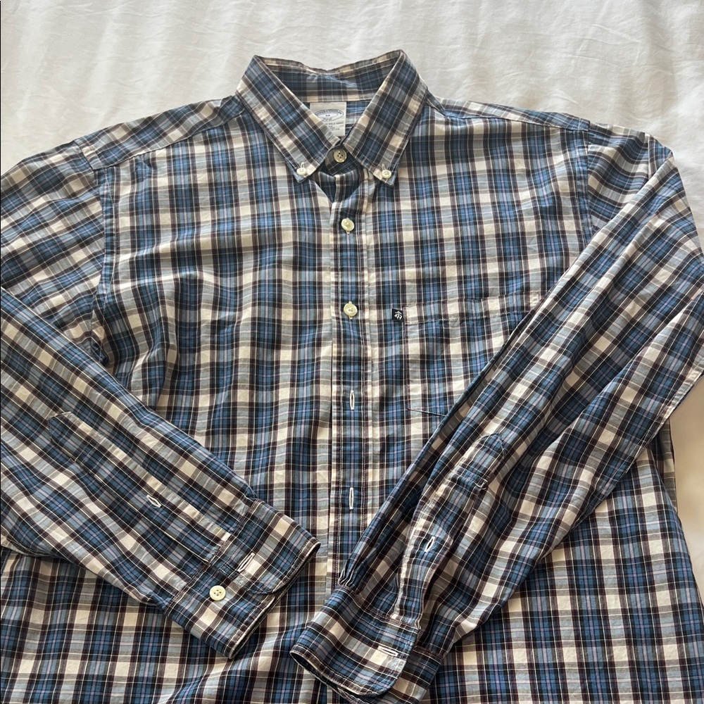 Brooks Brothers Navy and White Plaid Shirt